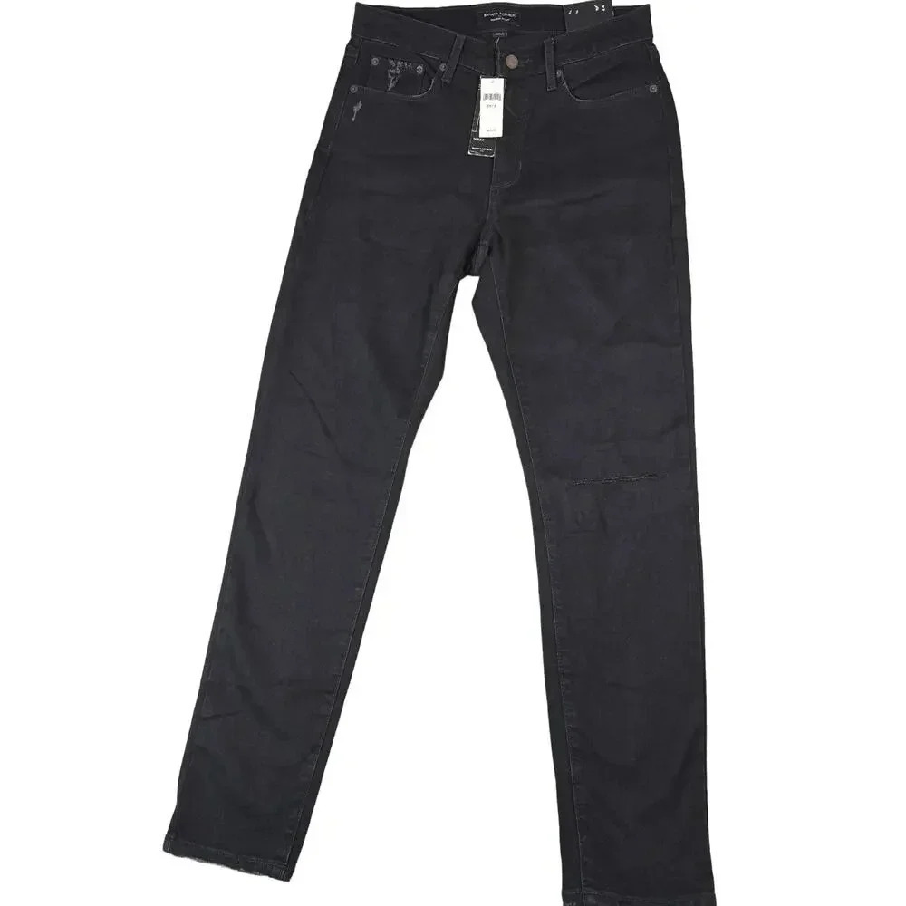 Banana Republic High Rise Skinny Jeans Women's 8 (29x29) Black Distressed Slim
